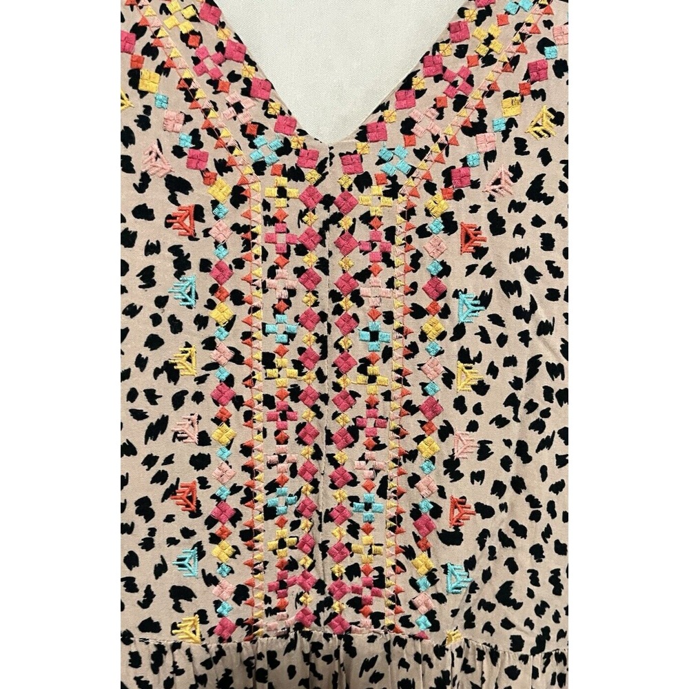 Savanna Jane Leopard Print Embroidered V-Neck Tunic Mini Dress Plus Size 2X - Picture 5 of 10